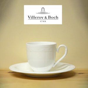 VILLEROY & BOCH Cameo Weiss 2 Demitasse Coffee Cups and Saucers